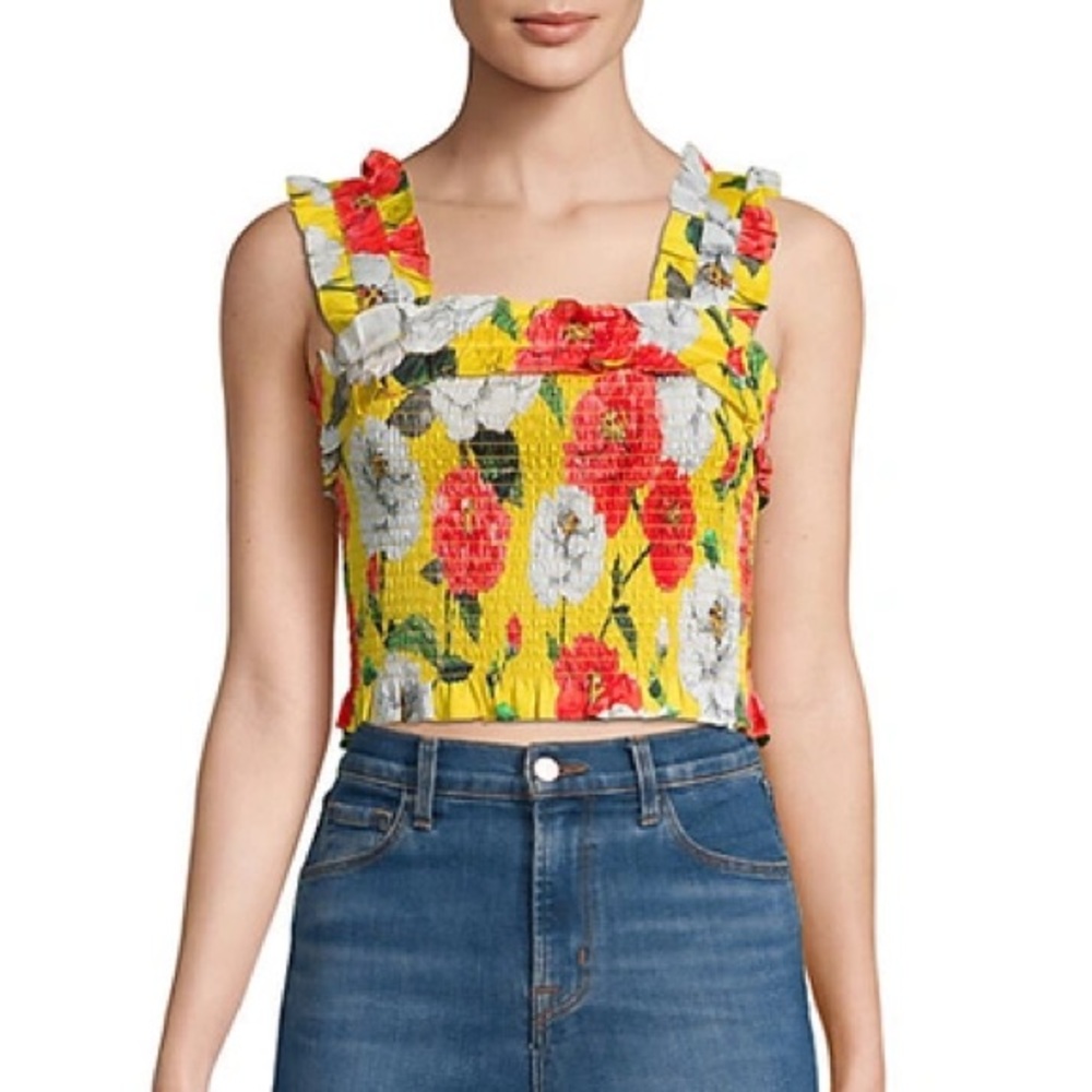 PARKER floral crop top, size small, yellow multi